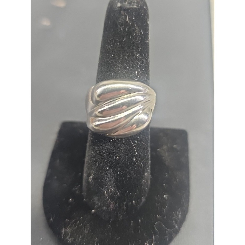 Ibb Vintage Modernist Ribbed Twist Wave 925 Sterling Silver Polished Ring Sz 7.5